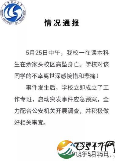 武汉学生高坠身亡 坠亡学生在读本科生