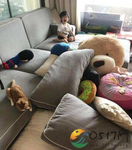 林志颖晒凌乱客厅 都是三个孩子顽皮的结果