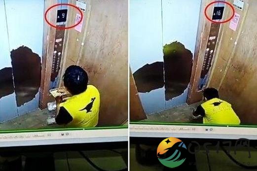 外卖小哥电梯偷吃曝光 不知哪位顾客收到这位小哥的外卖